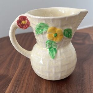 WADE Heath England Vintage Small Cream Jug Whimsical Floral Pansies Collectible
